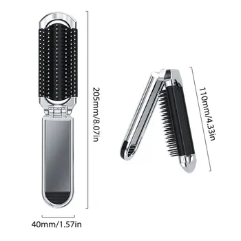 Mini cepillo de pelo plegable, peine de masaje para cabeza, antiestático, portátil, de viaje, con espejo 10 best sales Cepillo de pelo portátil - №3