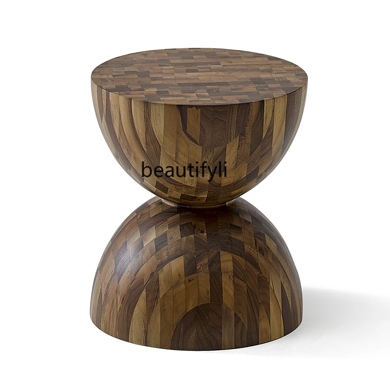 

Imported Black Walnut Solid Wood Small round Side Table Art Designer Model Side Table Retro Modern Minimalist living room