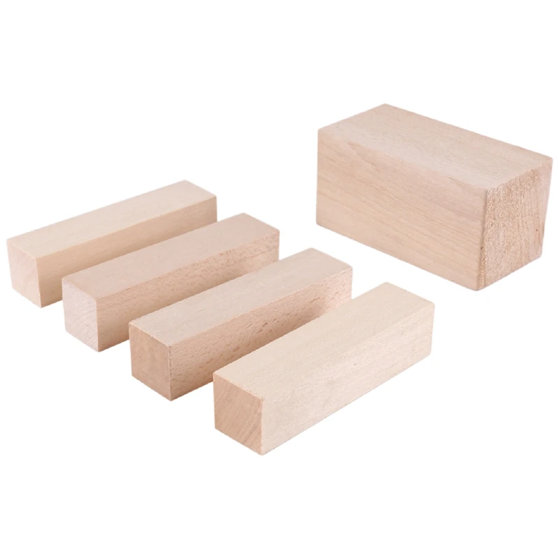 5 Pcs Carving Wood Blocks Whittling Wood Blocks Basswood Carving Blocks Unfinished Soft Wood Set For Carving Beginners