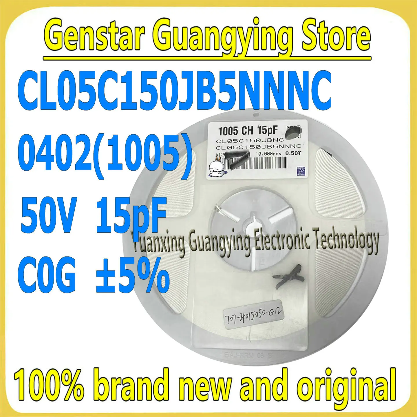(100 pieces) Ceramic capacitors 0402 50V 15pF C0G ±5% multilayer surface-mount capacitors, 100% brand new