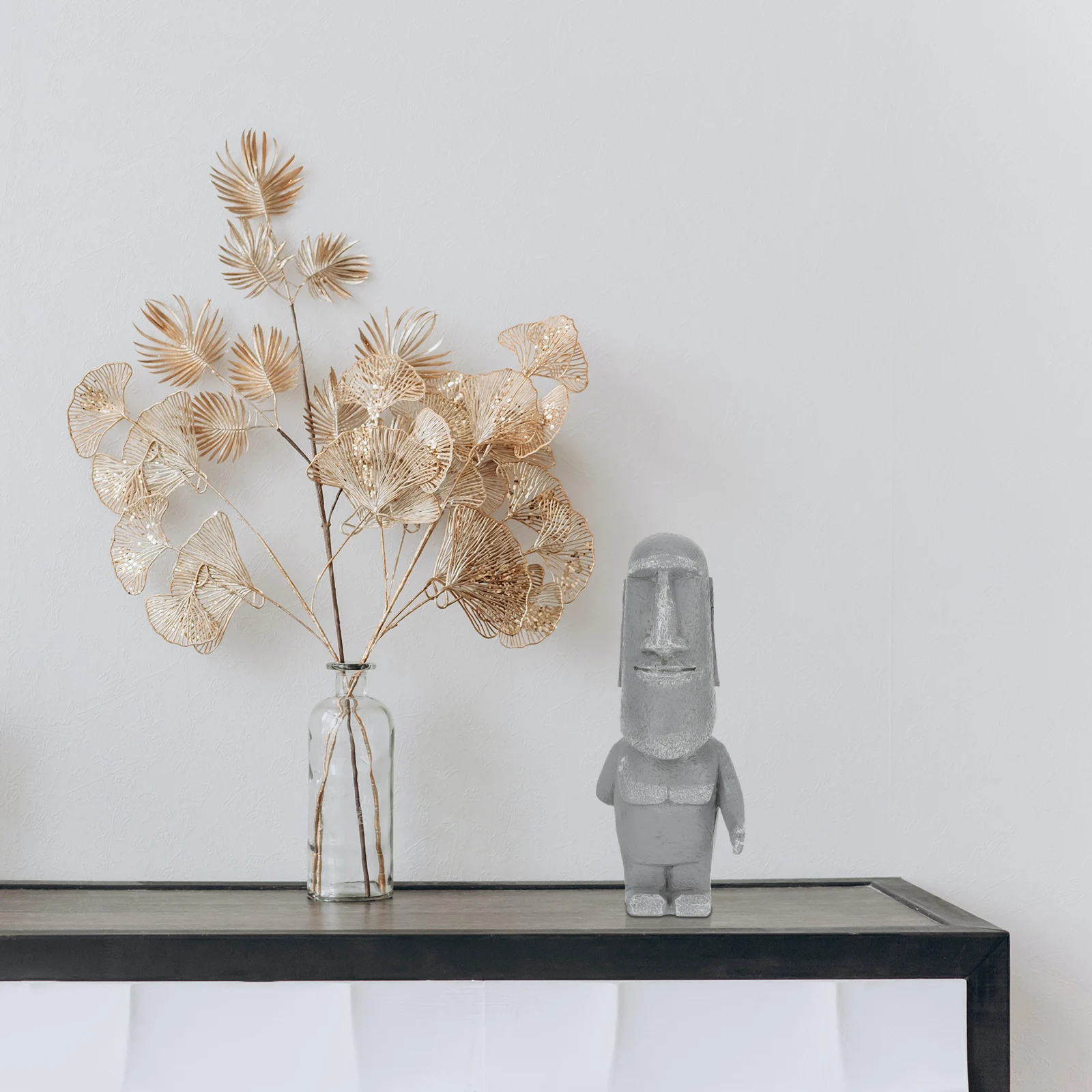 

Resin Moai Decorations Grey Color Desktop Creative naments Easter Creative Moai Statue Shape Craft Home Car Decoration