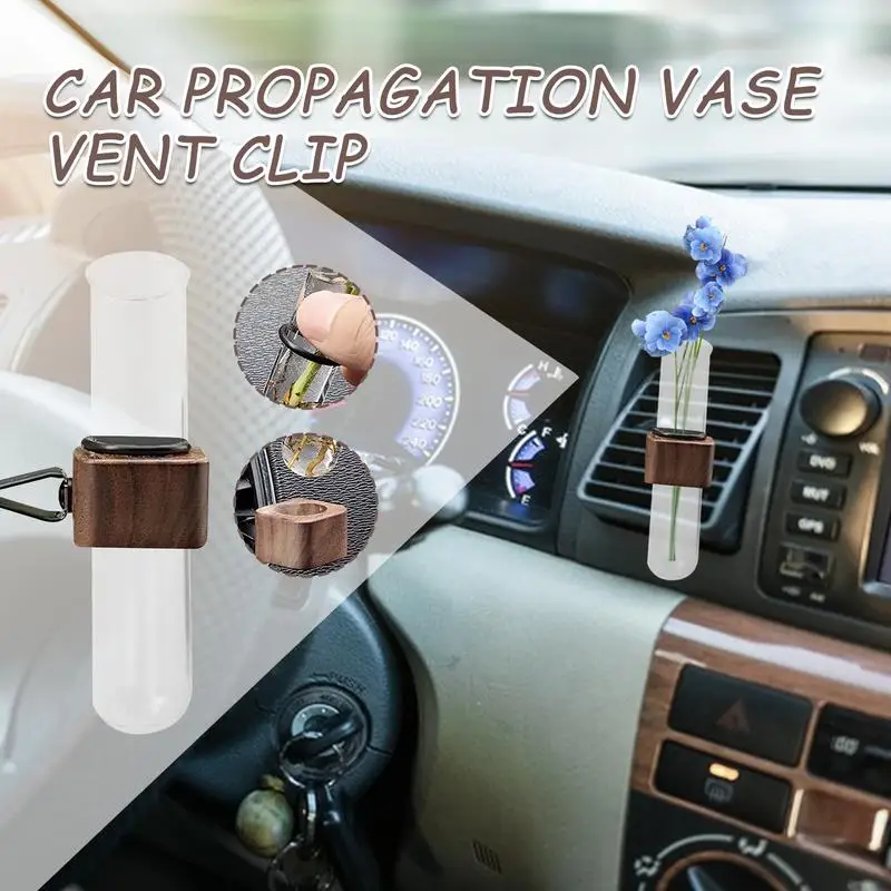 

Stable Mini Car Flower Vase Clip Elegant Adjustable Car Vent Flower Vase Automotive Interior Wooden Charm for Girls Wife