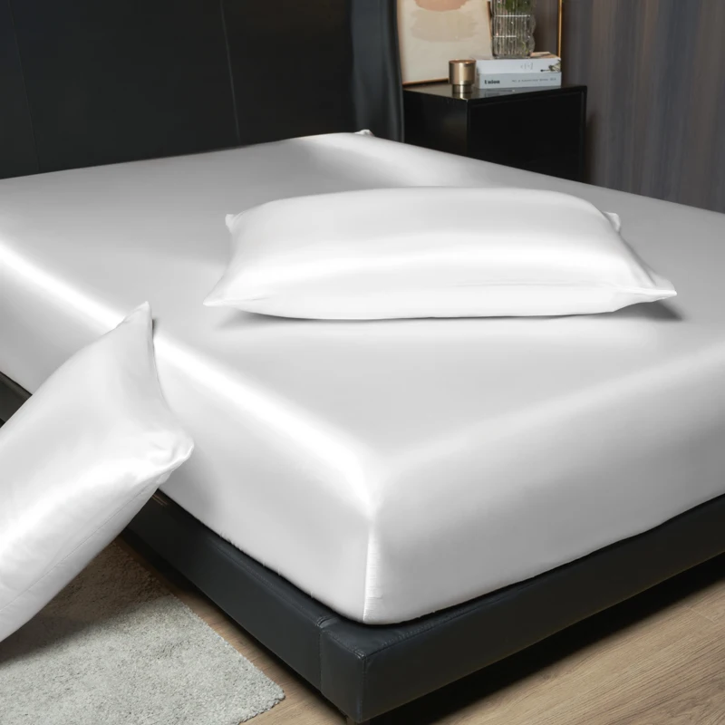 Luxury Satin Fitted Sheet Set - 35cm Height, King/Queen Size, Includes 2 Pillowcases, Timeless Elegance for Discerning Sleep