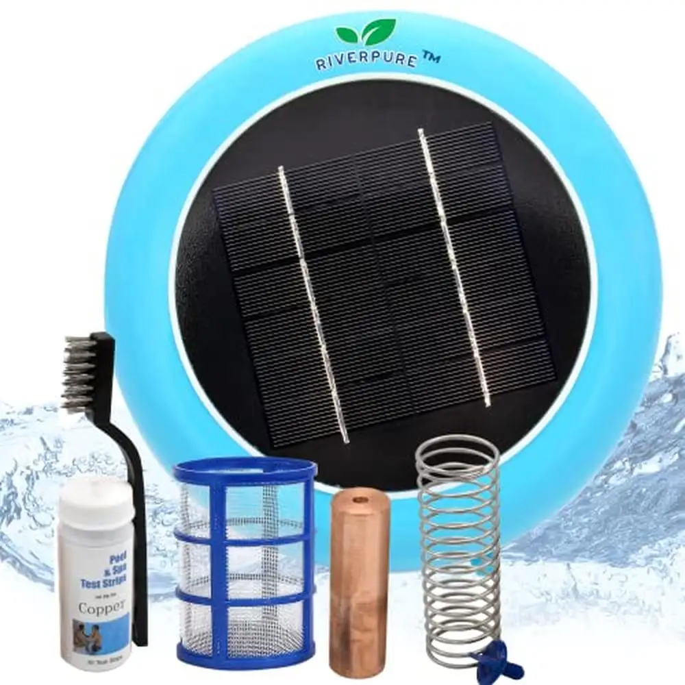 Chlorine-Free Pool Ionizer 85% Less Chlorine Reduction Long-Lasting Solar Powered Nontoxic Minerals Eco-Friendly Pool Purifier