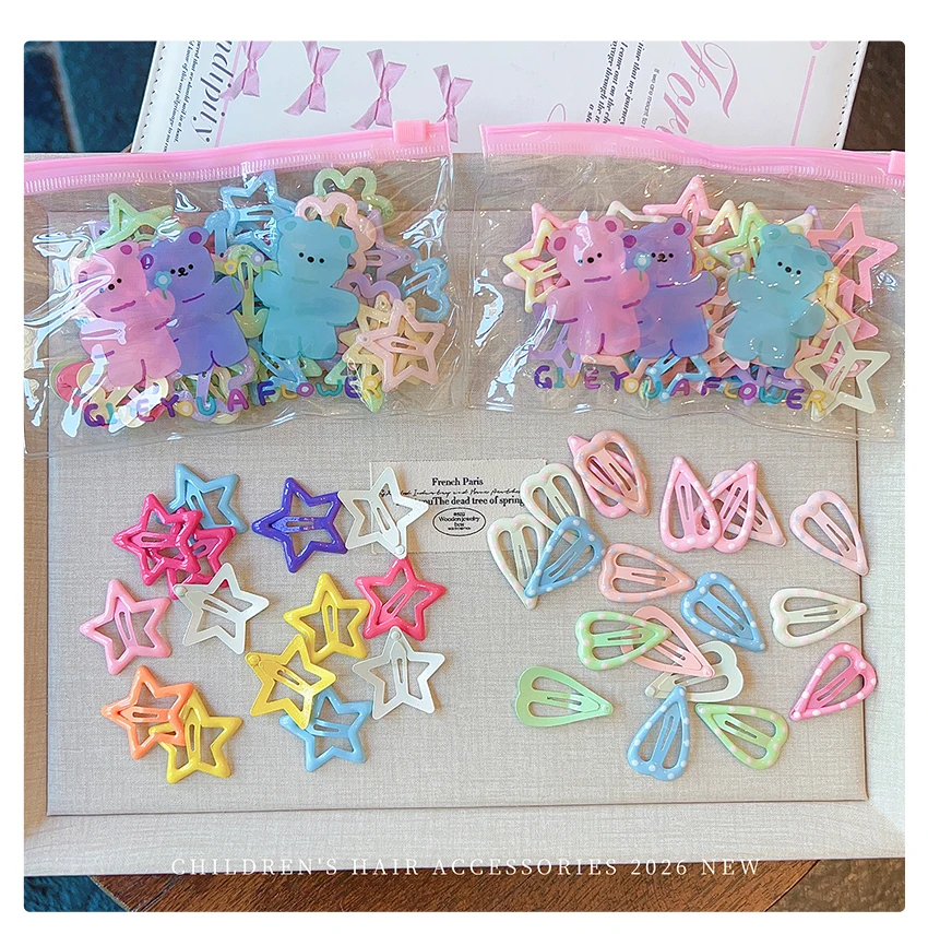 30 Stück/Beutel Niedliche Hohle Stern-Haarspangen für Frauen und Mädchen, Makronen-Bonbonfarben Metall-Haarklammern, Kinder-Haaraccessoires – Detail 7