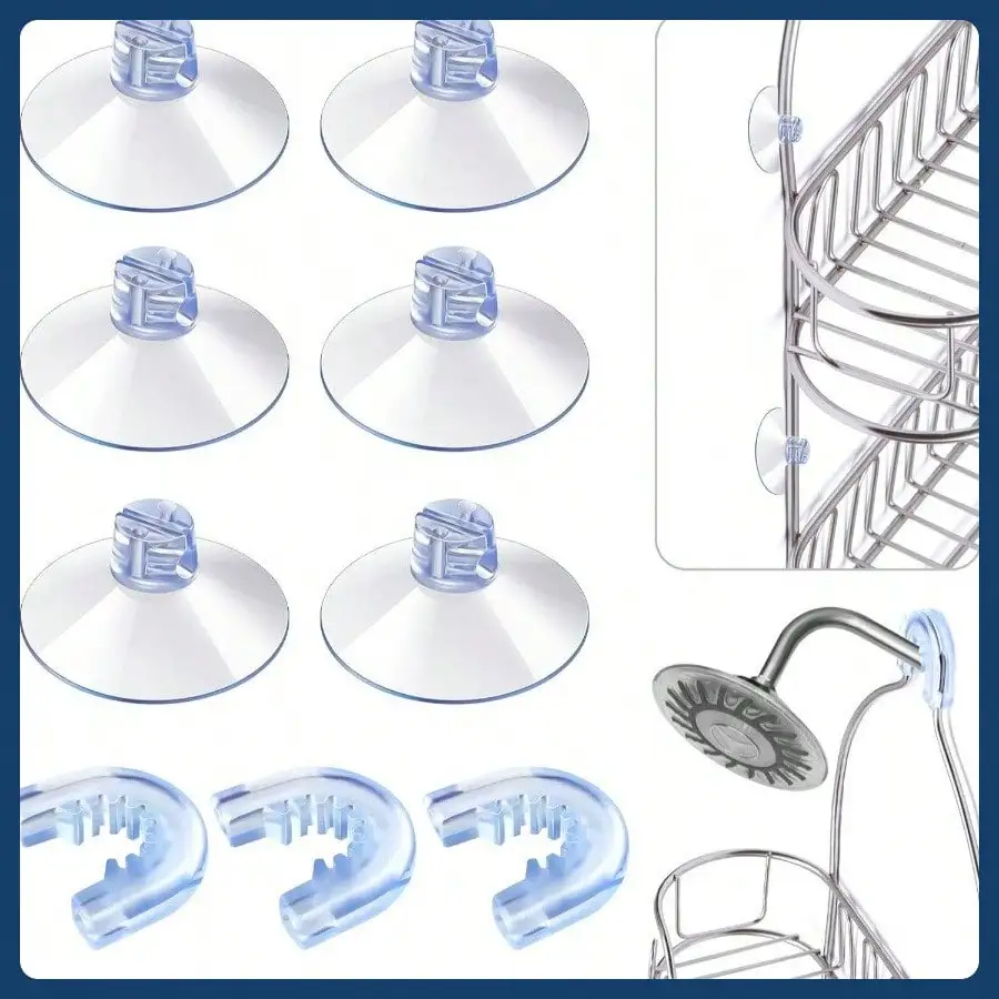 

Набор разъемов для душевой полки из 6 предметов, простой в установке, поставляется с резиновым кольцом из 3 частей и кронштейном на присоске.