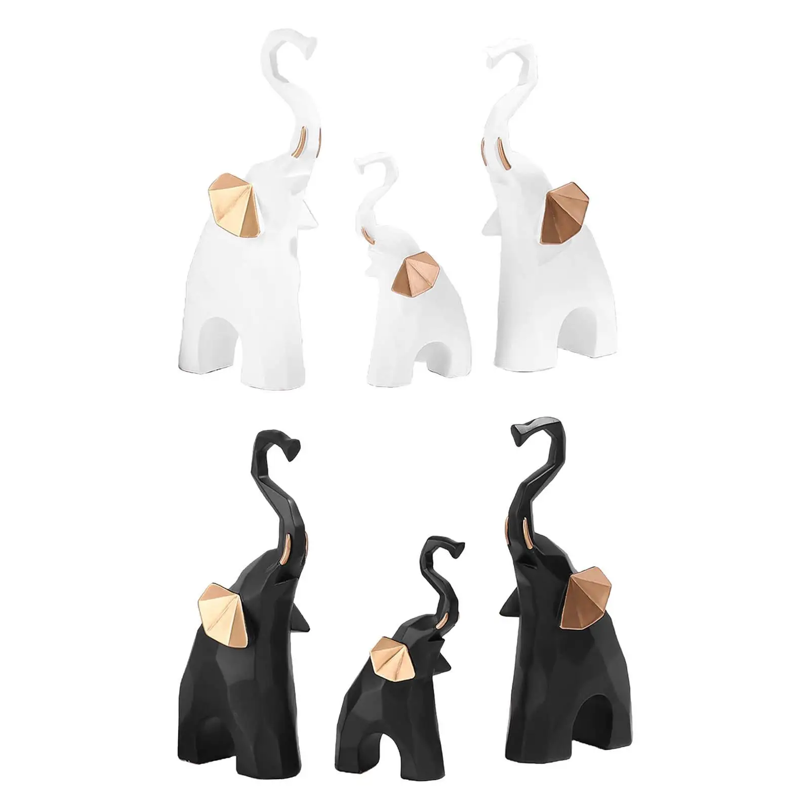 

3 слона статуи орнамент смола геометрический для полки гостиной подарок