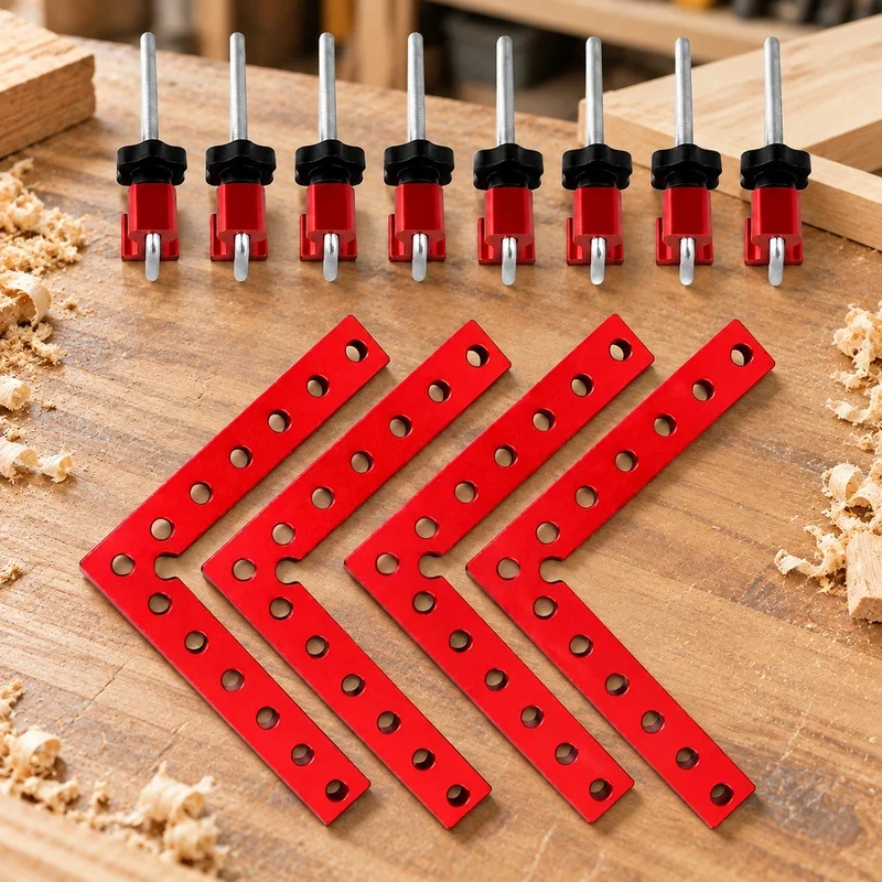4-Pack Aluminum Corner Clamps, L-Shaped 90° Angled Fixtures for Woodworking Alignment