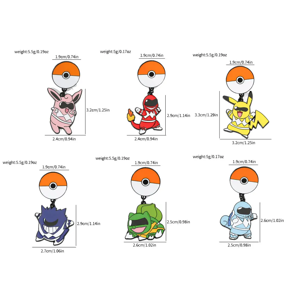 6 Pcs Creative anime Brooch Fashion Pikachu Metal Badge Jewelry Clothing Backpack Accessories Gift For Friends