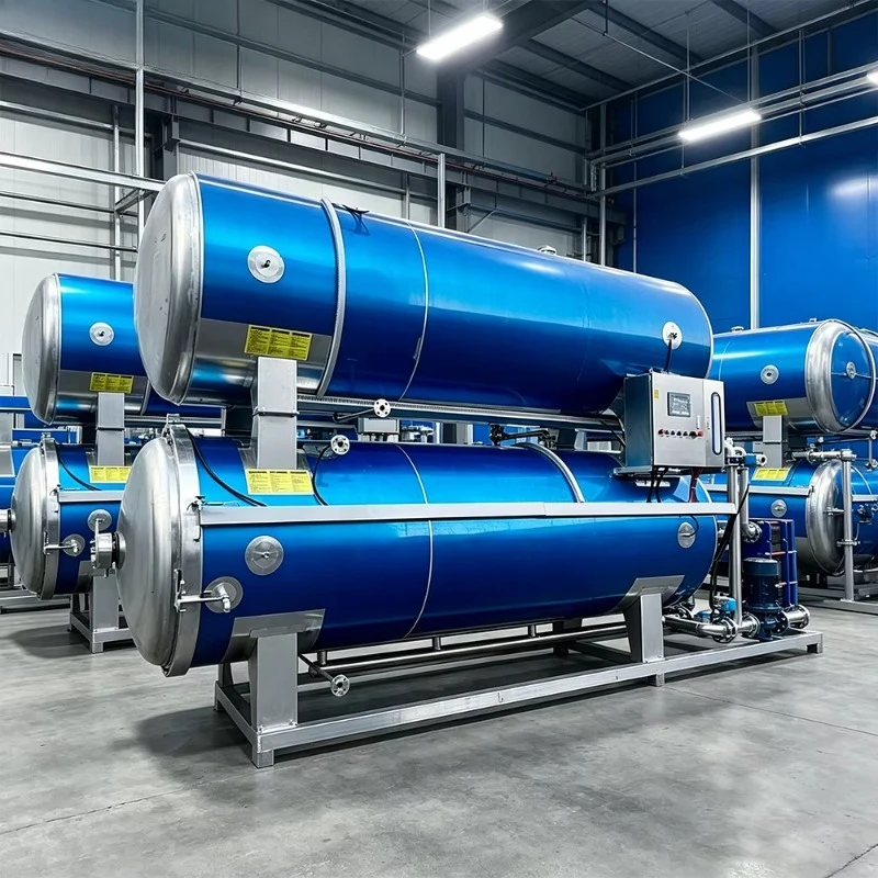 English Software Fully Automatic Double Retort Autoclave Food Retort Sterilizer for Cans/Glass Bottles/Bags Customized