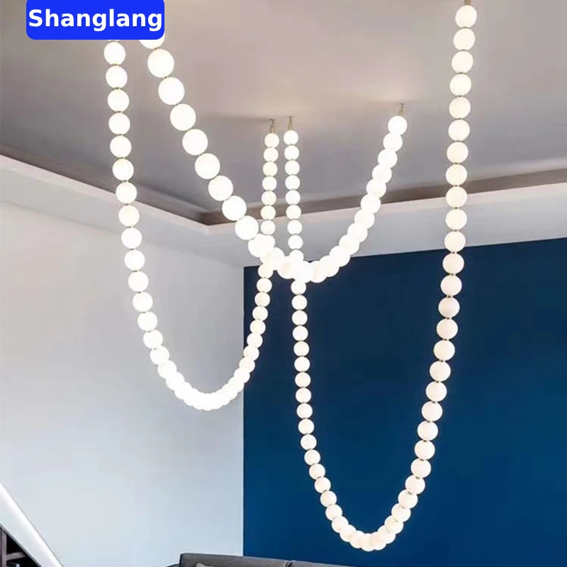 Customized Post-Modern Chandeliers Nordic Luxury LED Pendant Lights Staircase Hotel Villa Engineering Lamps Glass Deco Ligting