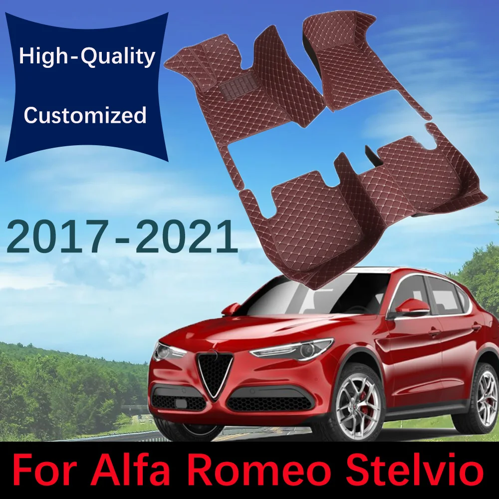 

Leather Car Floor Mats For Alfa Romeo Stelvio 2017 2018 2019 2020 2021 Automobile Carpet Rugs Foot Pads Interior Accessories