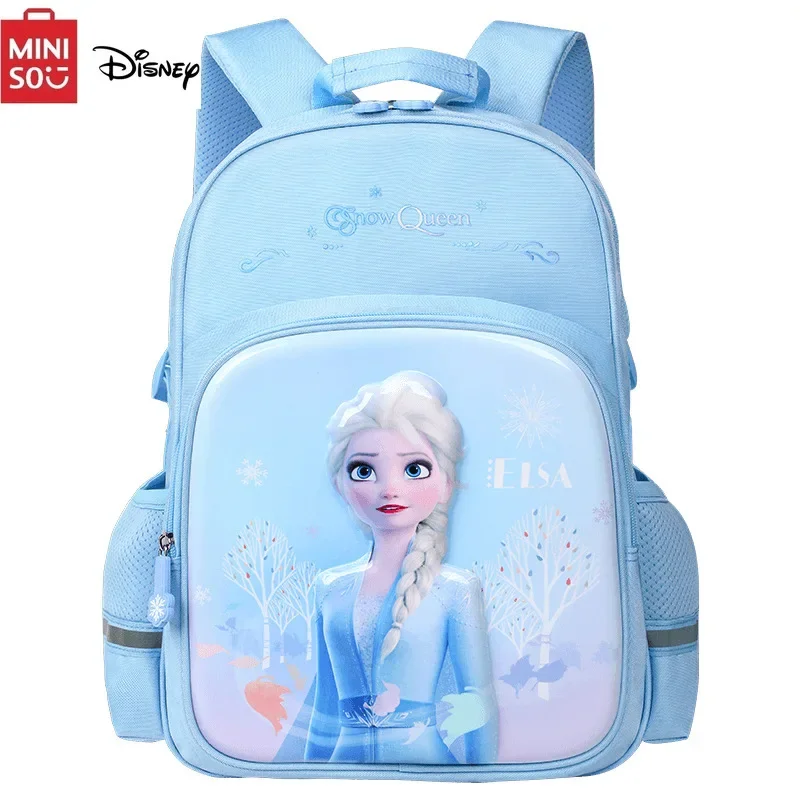 MINISO Disney New 2024 Frozen Princess Elsa Bags 1 To 3 Grade Backpack High-quality Children\'s Burden-reducing Backpacks Gifts