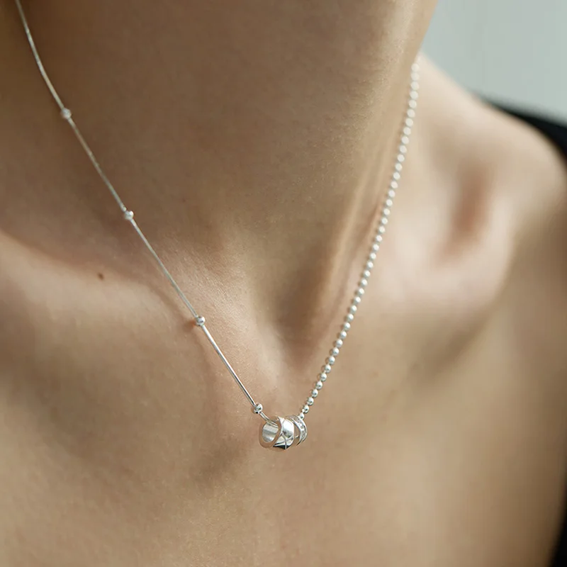 New S925 Silver Small And Exquisite Zircon Bead Chain Circle Pendant Necklaces For Women High Quality Love Necklace Fine Jewelry