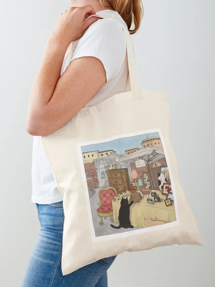 

Journal of a cat in Rome - Porta Portese Tote Bag shopping bag university shopper bag Reusable bags Canvas for women