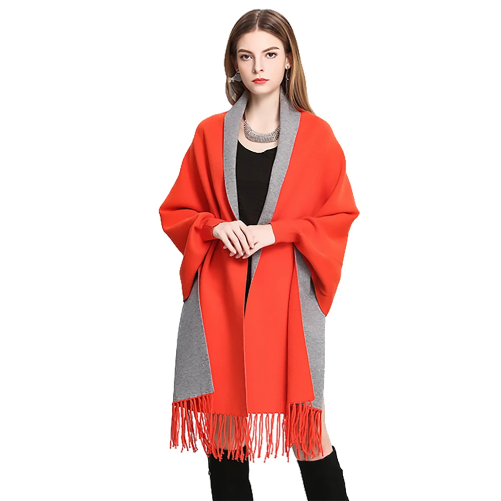 Women Cashmere Feel Long Sleeve Shawl Lady Luxury Christmas Wrap Autumn Winter Vintage Knit Cardigan Classic Sweater Coat New in