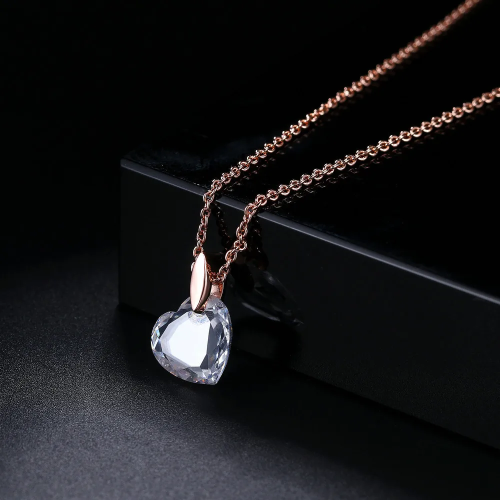 Fashion Tiny Choker Necklace For Women Rose Gold Color Chain Crystal Small Love Heart Pendant on Neck Bohemia Jewelry DWN126