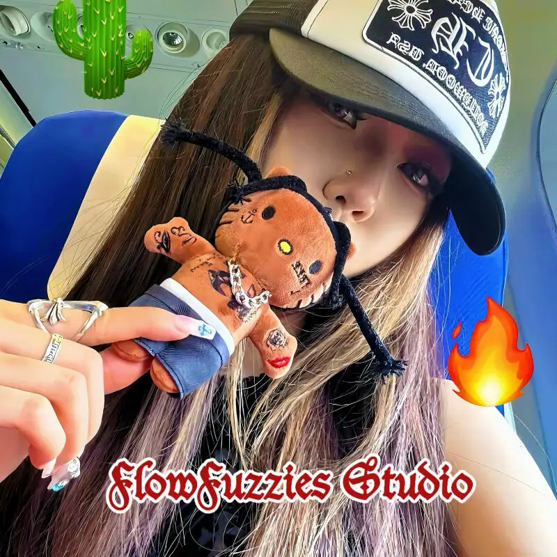 Flowfuzzies ستوديو الاتجاه الأصلي سلسلة ترافيس كيتي قصيرة أفخم محشوة مفتاح سلسلة سلاسل المفاتيح دمية نموذج قلادة اللعب هدية #3