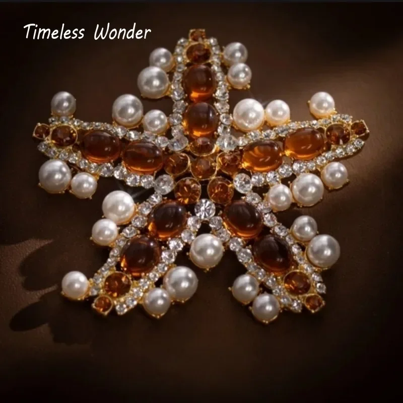 

Timeless Wonder Retro Zircon Geo Glass Starfish Brooch Pins for Women Designer Jewelry Runway Top Medieval Gift Rare Mix 5250