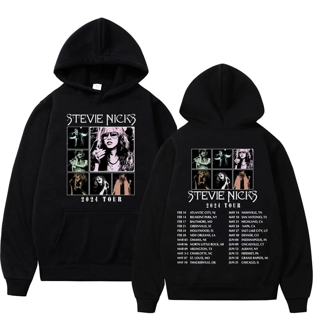 Singer Stevie Nicks World Tour 2024 Graphic Hoodie Men Women Fashion Vintage Hooded Sweatshirts Street Rock Hip Hop Pullovers