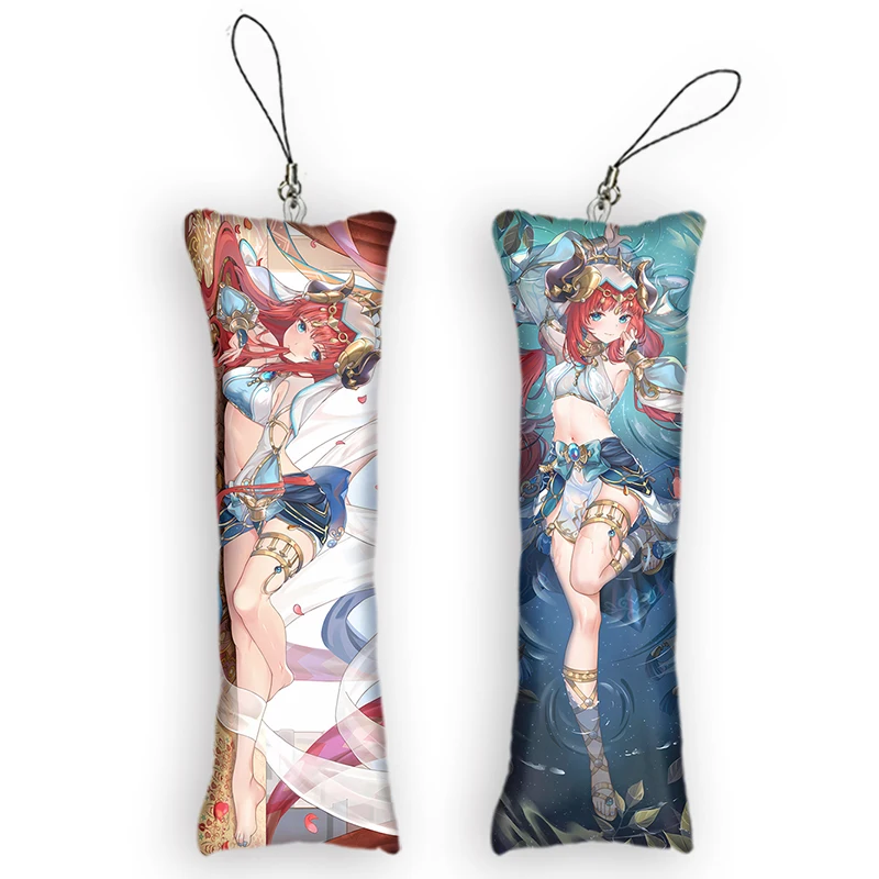 Nilou Cute Anime Key Chain Genshin Impact Mini Dakimakura Keychain Small Pillow Decor Pendant Otaku Gift Kawaii Backpack Pendant