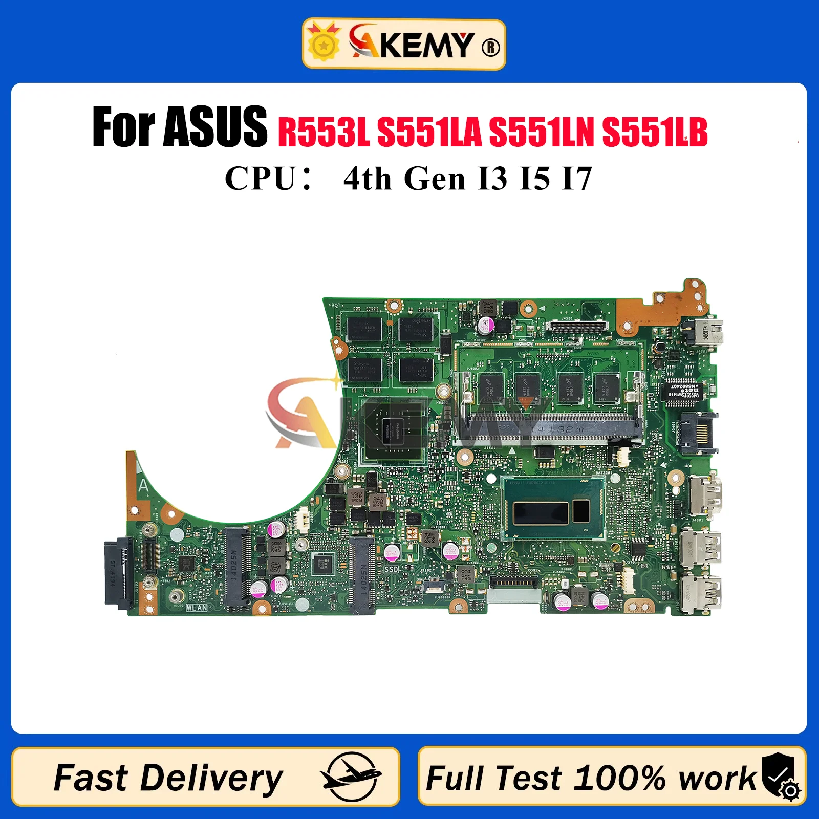 

S551LN Laptop Motherboard For ASUS VivoBook S551L R553L S551LA S551LN S551LB Notebook Mainboard With I3 I5 I7 CPU 100% tests OK