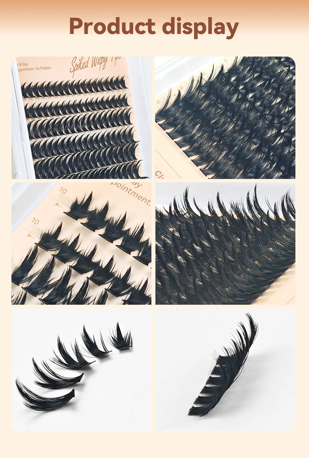 yelix Cspikes Cluster-Wimpern, volle, flauschige, zarte, weiche Fischgräten-Struktur, flexibel, Großhandel, Zubehör für Schönheitssalons, Großhändler, Profis, Make-up – Detail 6