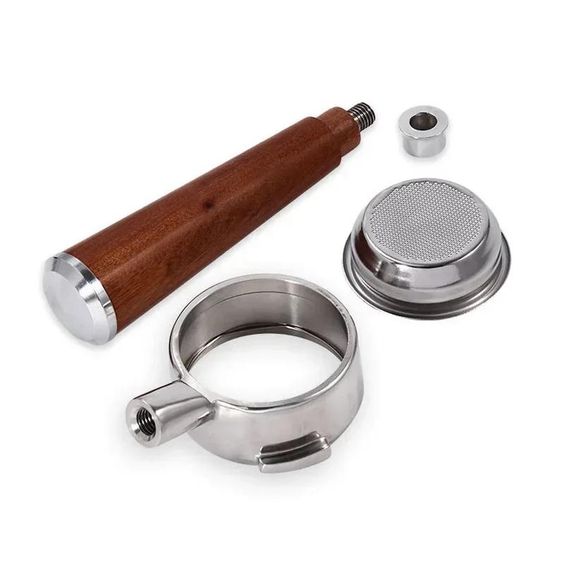 Coffee Handle 58MM 2 ear for Nuova Stainless Steel Coffee Portafilter Single and Double Mouth Solid Wood Handle Coffee Tool