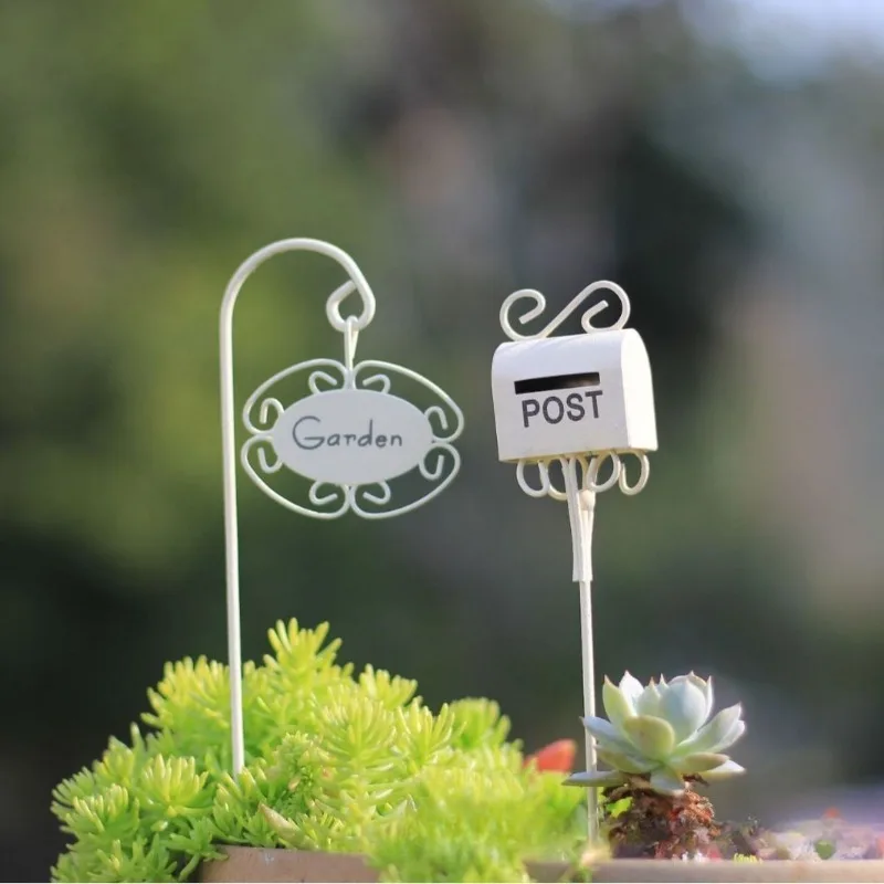 Caja de poste de Metal en miniatura, adorno, accesorios de jardín, maceta oxidada, adornos, decoración de jardín, jardín en miniatura, 1 ud.