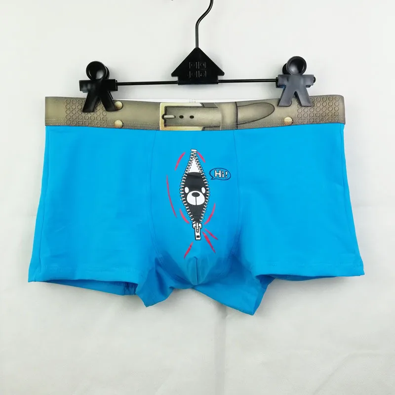 Youth Personality Cotton Underwear Low Waist Trendy Cartoon Print Men\'s Boxer Shorts