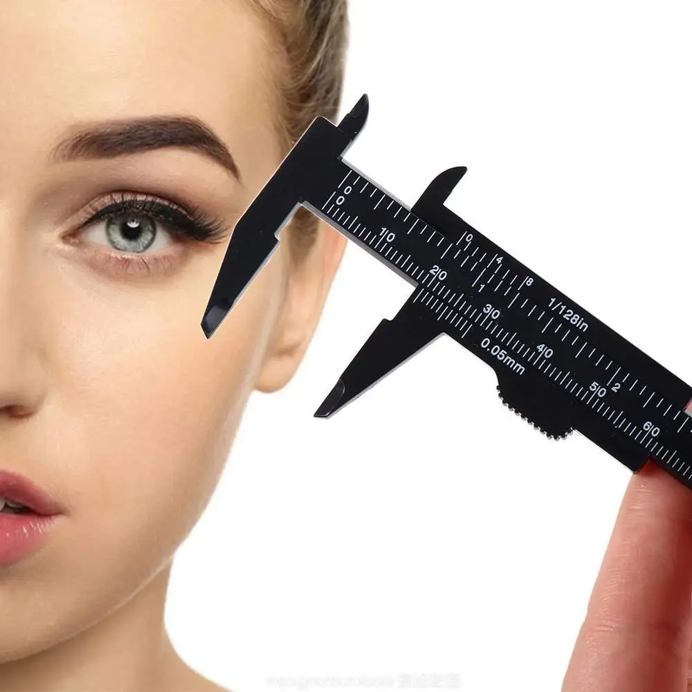 Plastic 80mm Professional Sliding Design Makeup Tools Thrush Artifact Measurement Tools Eyebrow Measuring Ruler Vernier Caliper