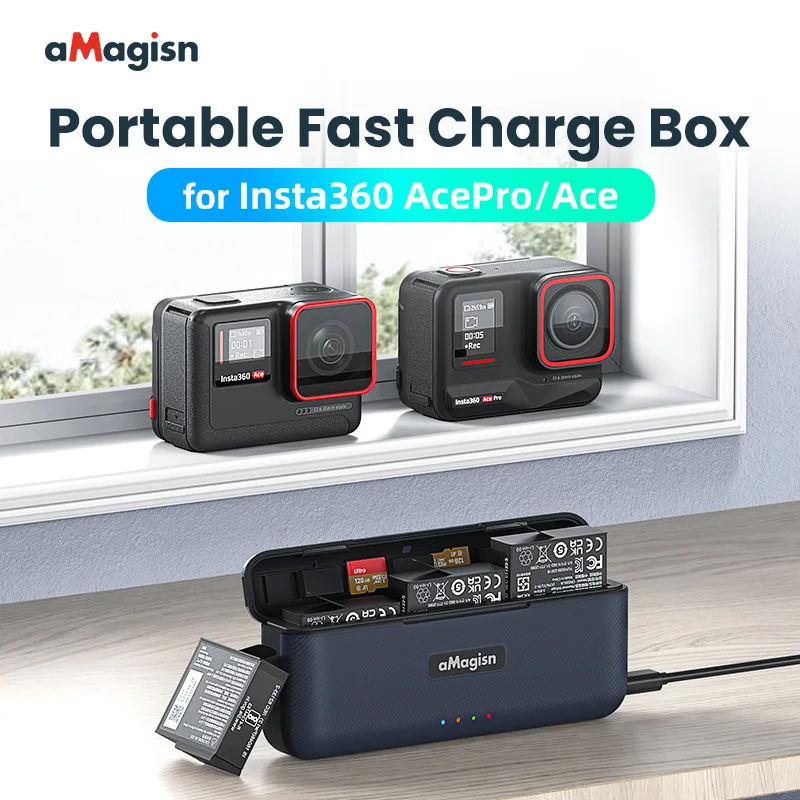 

1Pcs aMagisn Fast Charge Box portability Sports Camera Accessory for Insta360 Ace/Ace Pro