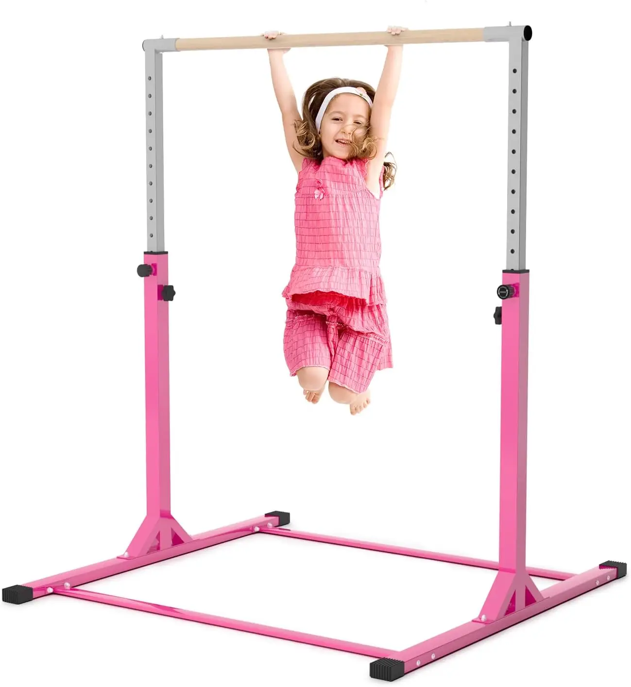 Adjustable 3FT-5FT Gymnastic Horizontal Bar for Kids Age 3-15 Junior Indoor Home Gym Training Equipment