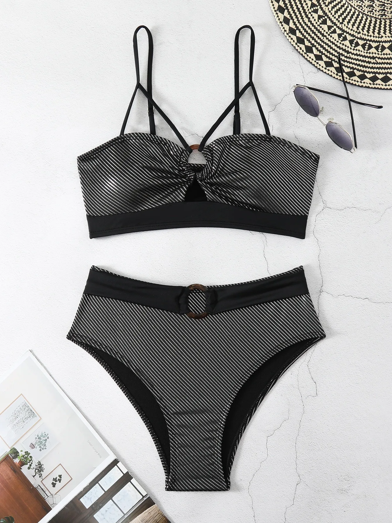 Nowy seksowny metalowy złoty Push Up Bikini 2024 kobiet stroje kąpielowe damski strój kąpielowy dwuczęściowy Bikini wysokie w talii strój kąpielowy