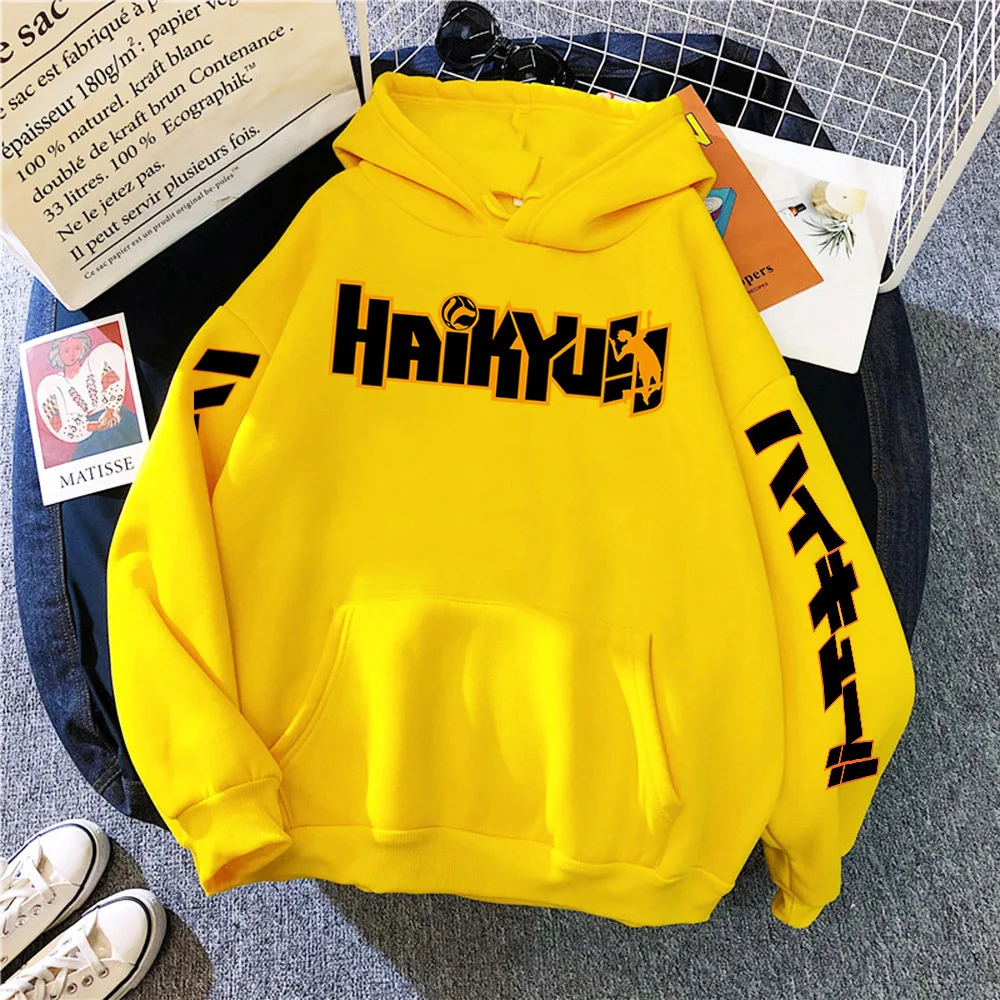 Japońskie anime Haikyuu manga bluza z kapturem z nadrukiem męska nowa modna bluza z kapturem hip-hopowa wełniana bluza z okrągłym dekoltem uroczy top unisex