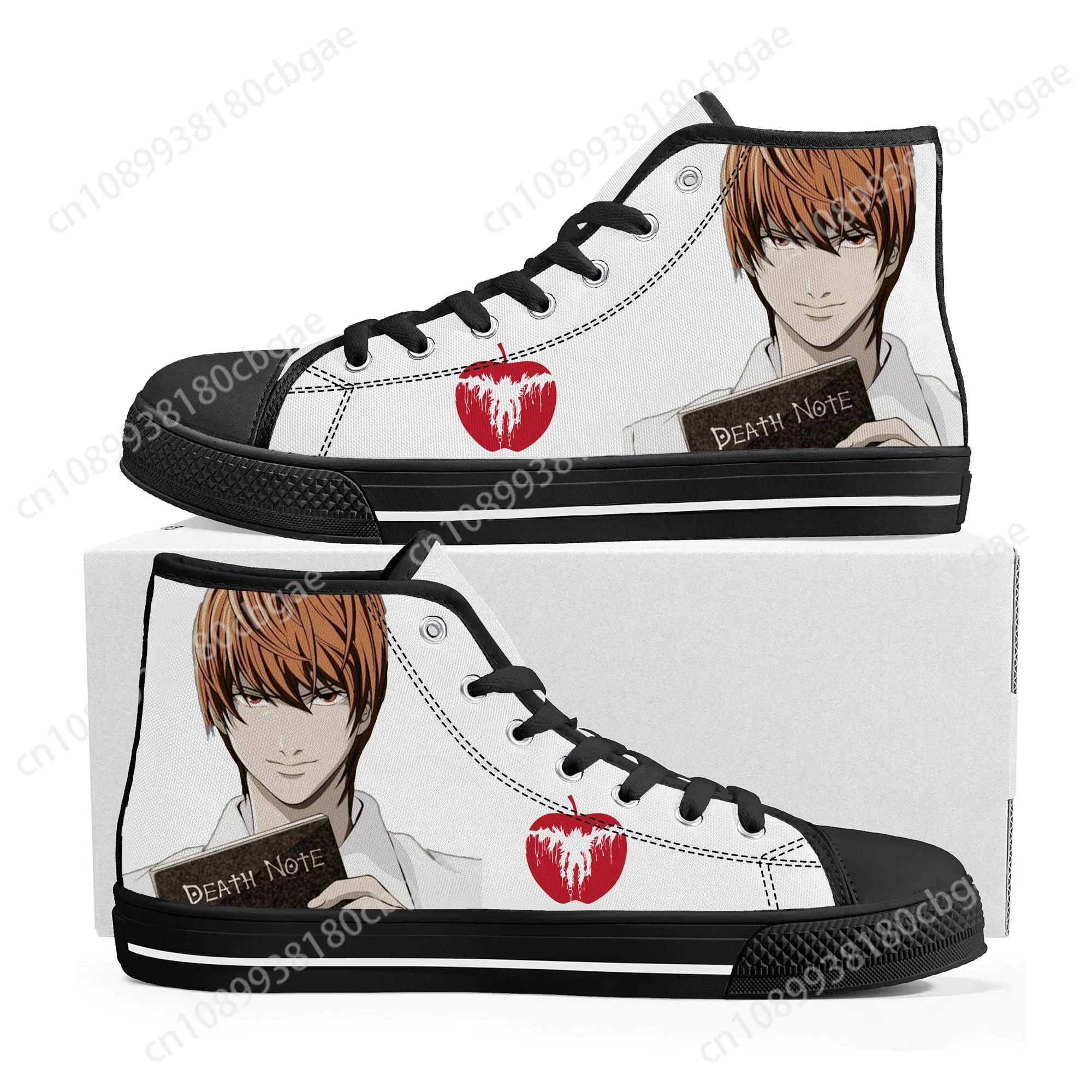 Hot Anime Death Note Yagami Light L High Top Sneakers Mens Womens Teenager Canvas Sneaker Casual Couple Shoes Custom Casual Shoe