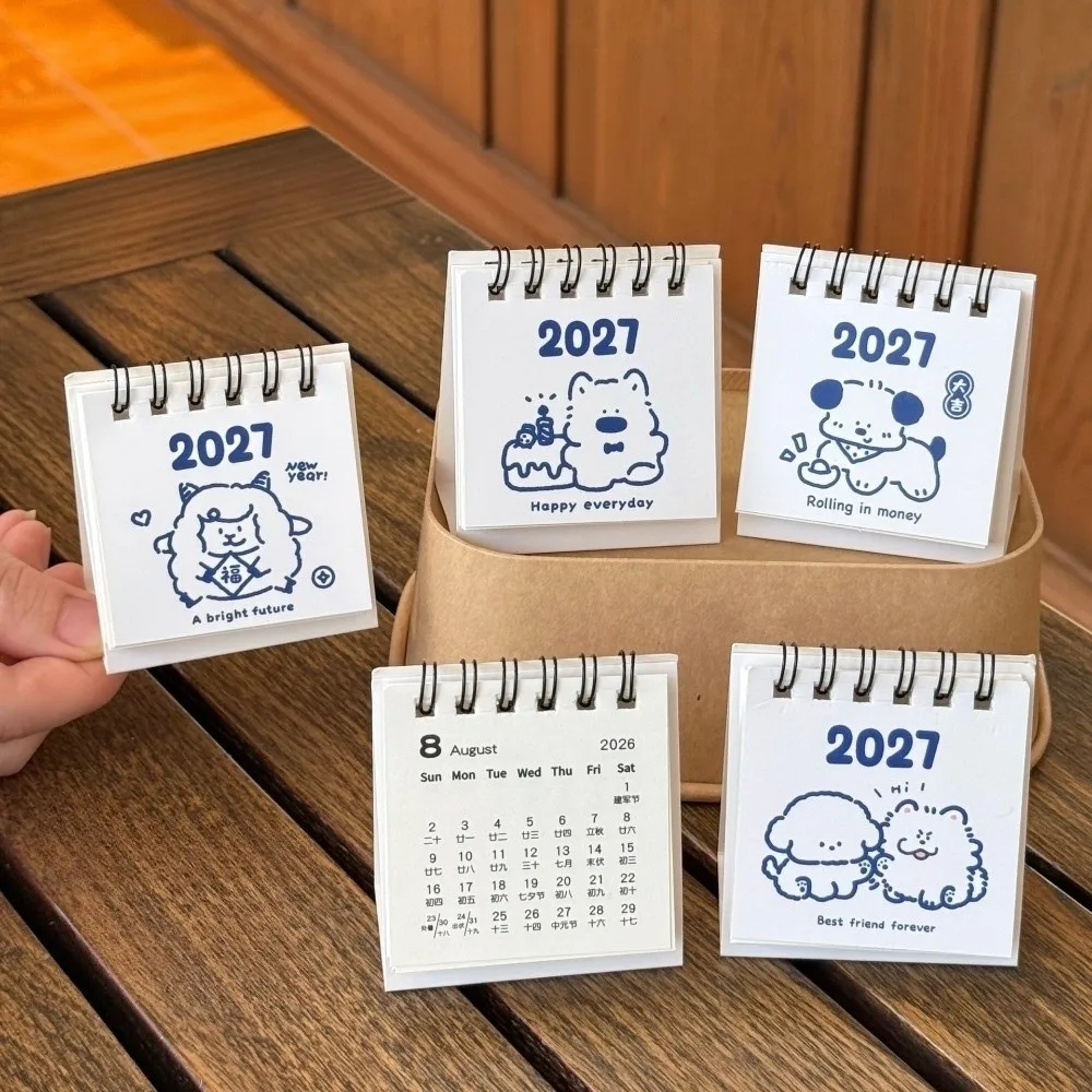 Paper Material 2027 Mini Desk Calendar Portable Design Animal Puppy Pocket Calendar Creative Sheep Lamb Desktop Calendar