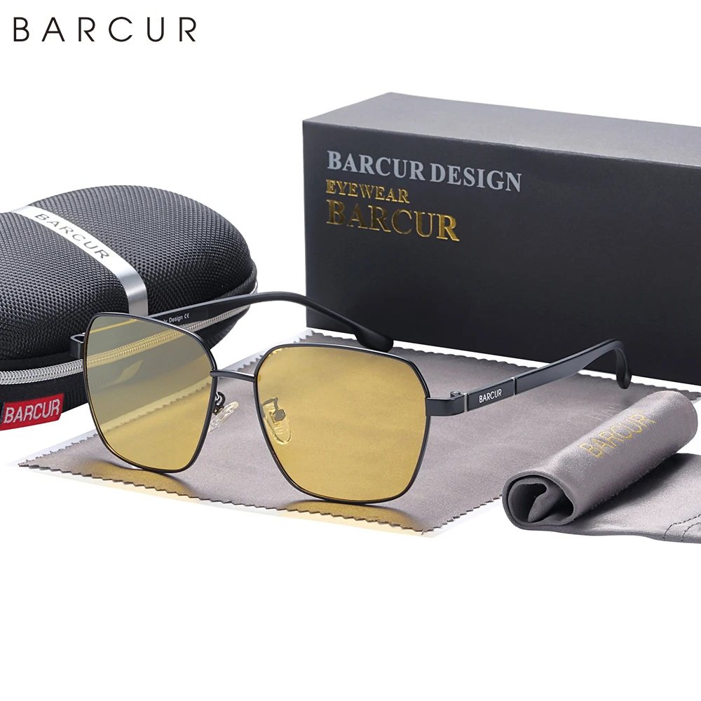 Barcur Design übergroße quadratische Sonnenbrille für Männer polarisierte Sonnenbrille Frauen Sonnenbrille Brillen photo chrome Anti-Blau-Brille