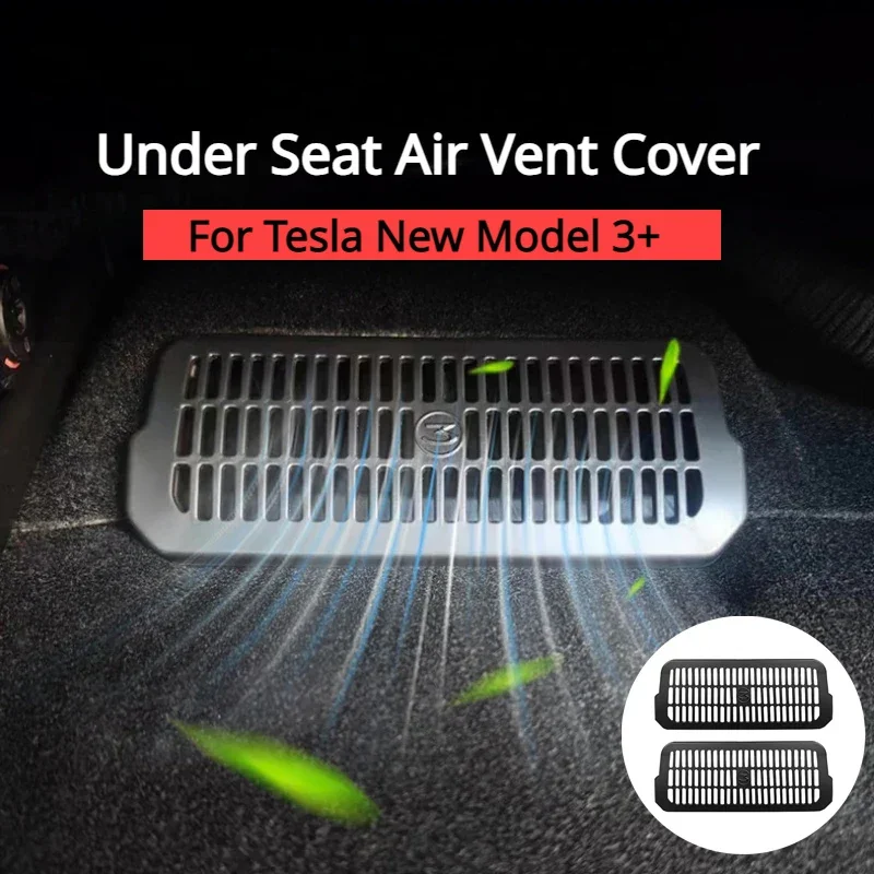 2pcs for Tesla New Model 3+ Highland 2024 Under Seat Air Vent Cover Underseat Air Outlet Protective Net Car Tidying Accessories