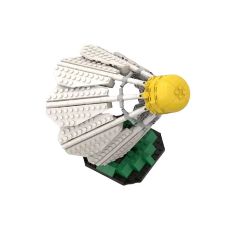 MOC Giant Sports Feather Building Blocks, Kit modello decorativo da badminton per adulti, Mattoni fai-da-te unici, Regalo da collezione