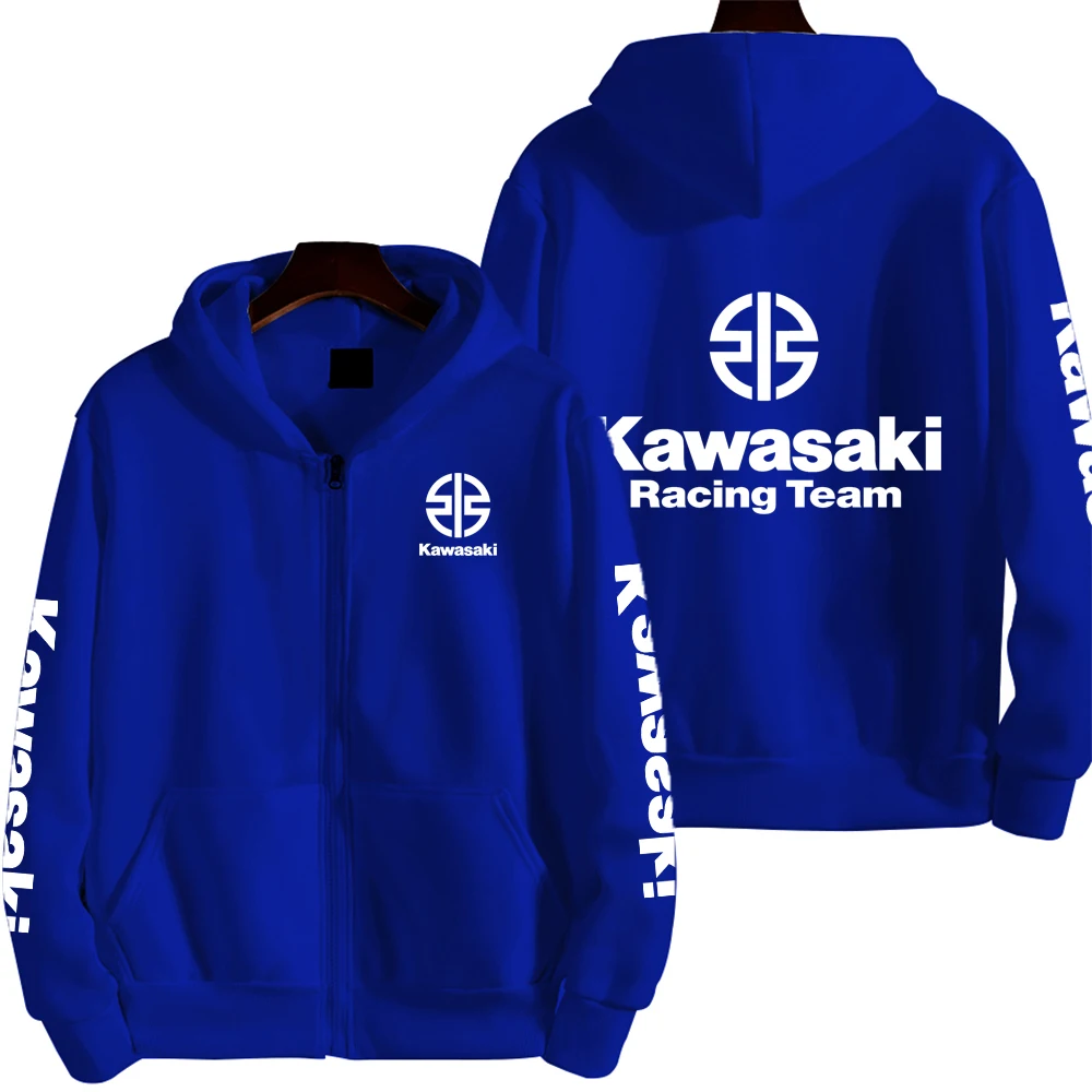 Kawasaki Logo Racing motocicleta equipo hombres Zip Up Sudadera con capucha primavera otoño moda hombre sudadera nuevo deporte mujer chaqueta abrigos