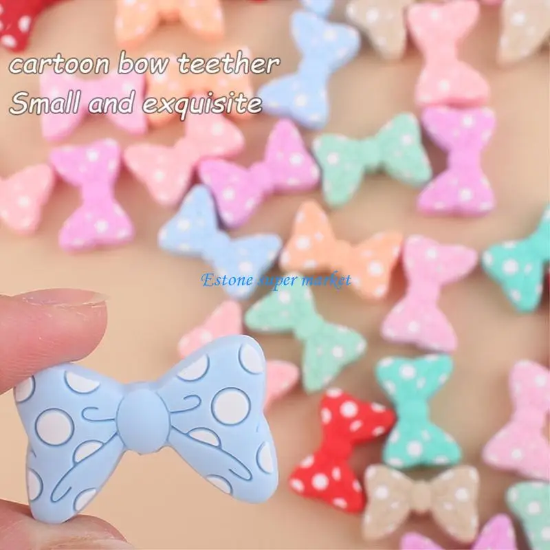 

090B 1pc Baby Teether Silicone Beads Bowknot BPA DIY Making Craft Teething Ring Toy Accessories for Toddlers Newborn