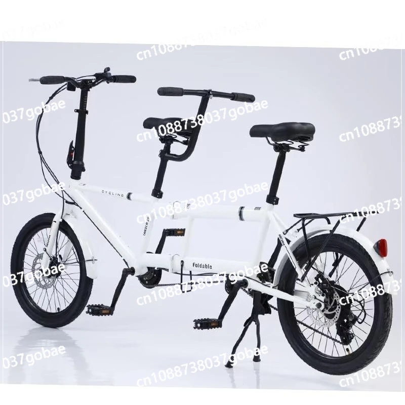 Double triple bicycle parent-child bicycle couple double riding 20-inch folding variable speed sightseeing car