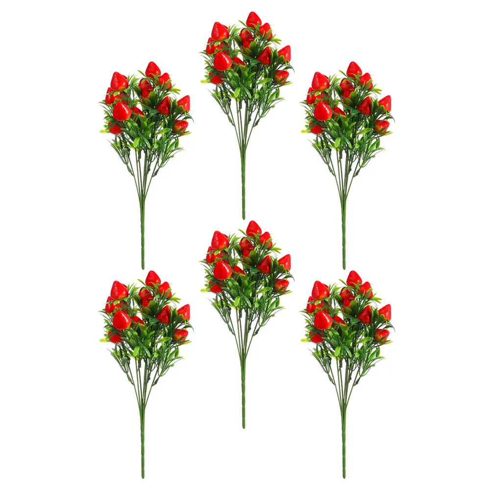 

6 шт., искусственный клубничный букет, декоративные искусственные клубники, домашний офис, вечеринка, свадьба, центральные предметы, пластиковые фрукты