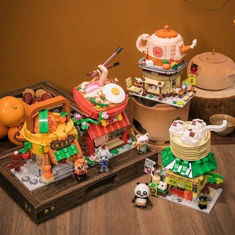 بانتاسي اللبنات الكونغ فو الباندا 4 بو عرض الشارع النمرة ماستر شيفو المرقعة لعبة مجسمة الحلي الهدايا