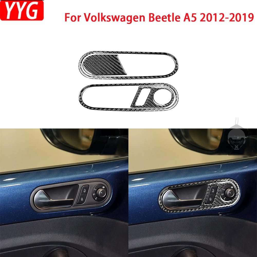 

For Volkswagen Beetle A5 2012-2019 Carbon Fiber Door Handle Panel Cover Car Interior Decoration Accessories Sticker