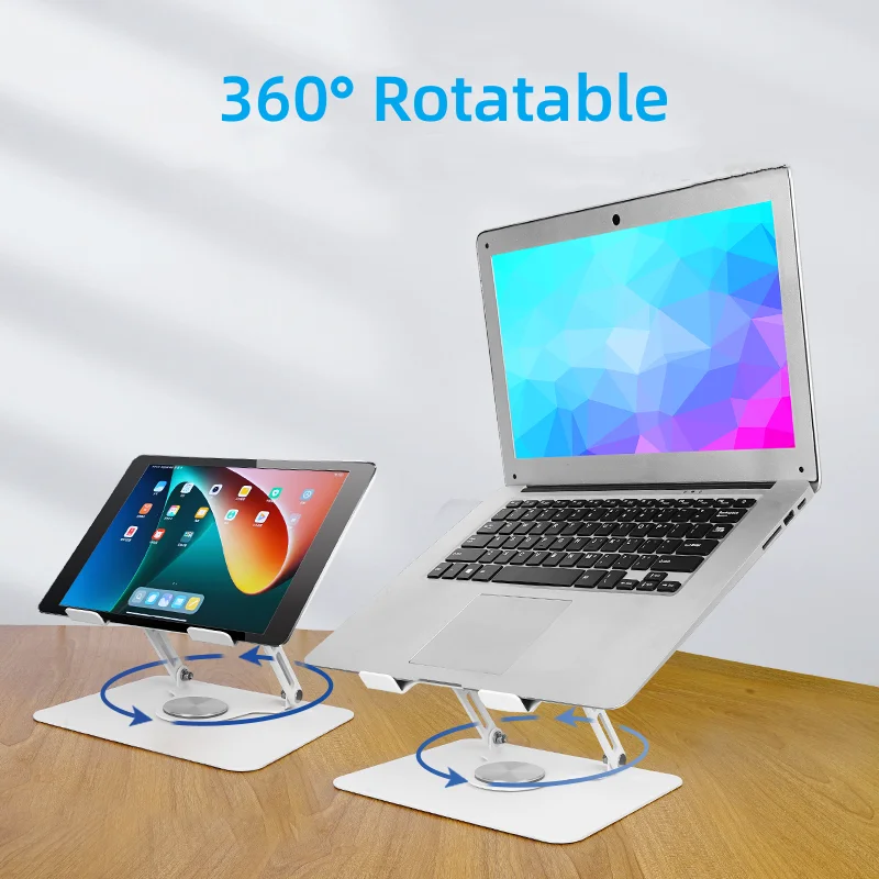 Laptop Stand with 360 Degree Rotating Base Adjustable Foldable Notebook Computer Holder for MacBook Air Pro, Dell XPS, HP