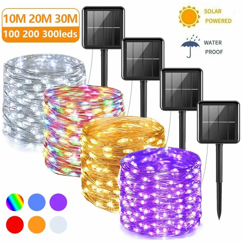 LED Solar Lights String Fairy Light Outdoor Waterproof Christmas Garland Landscape Garden Party Wedding Decor Lights 7M/22M/32M