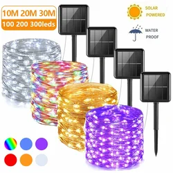 Outdoor impermeável LED Solar Lights String, Fairy Light, guirlanda de Natal, paisagem, festa de jardim, decoração do casamento, 7m, 22m, 32m