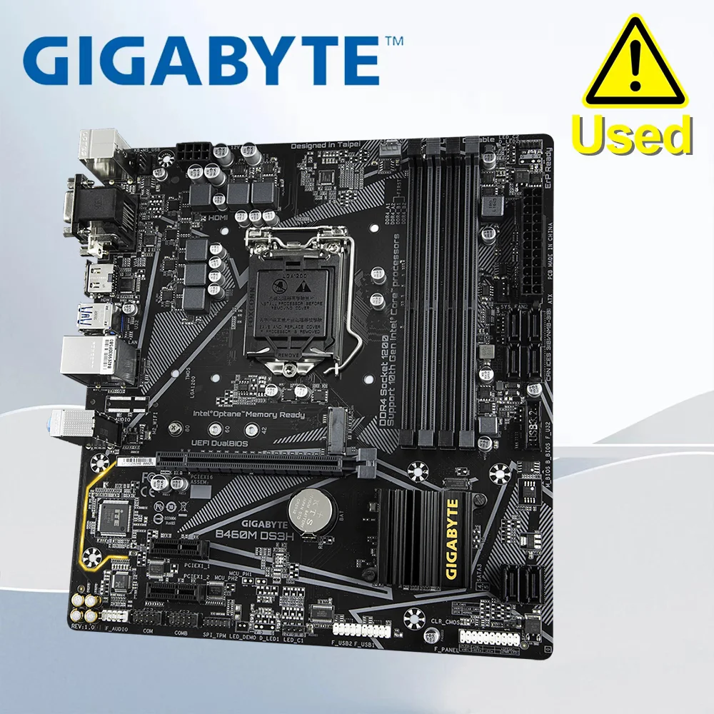 GIGABYTE B460M DS3H  LGA 1200 4×DDR4 128GB PCI-E 3.0 1×VGA 1×DVI 1×HDMI 24.4×22.5cm